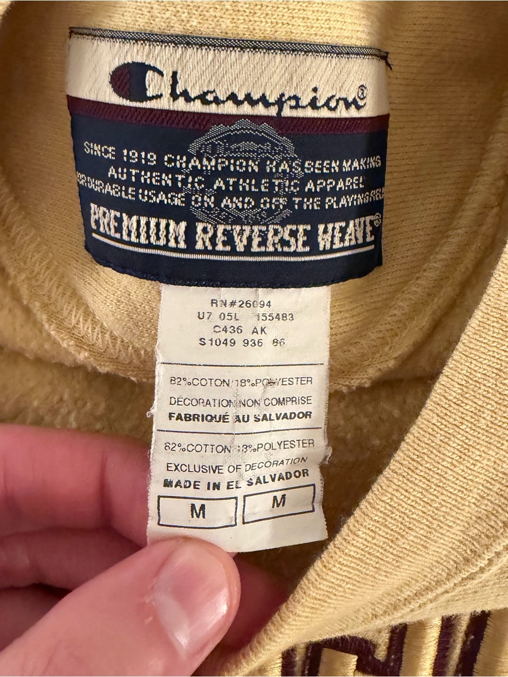 Champion Reverse Weave Crewneck Yellow Embroider Minnesota Medium - Picture 3 of 7